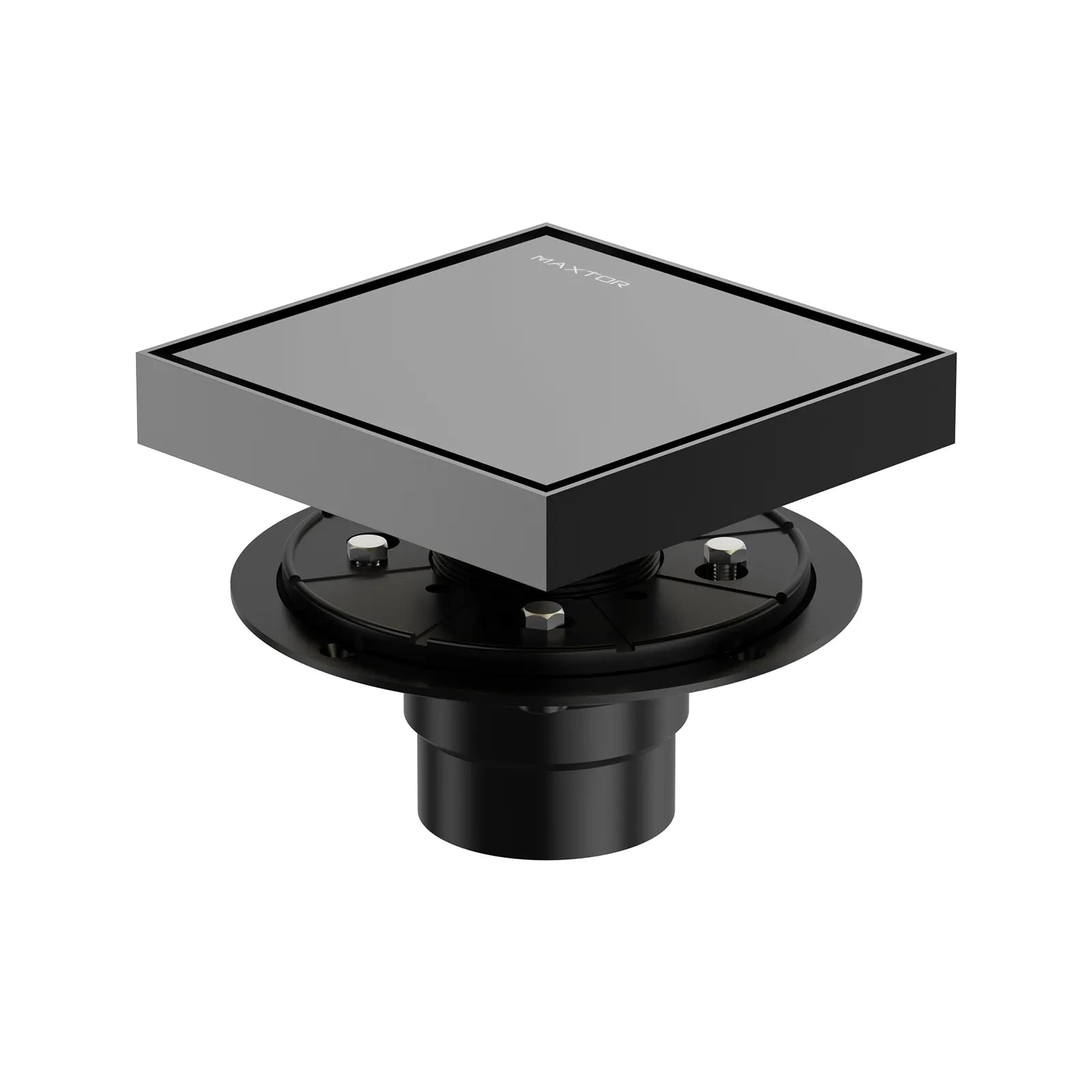6"x6" Solid Brass Square Tile-In Shower Drain – Invisible Cover with 2" Outlet – SFD21044 Brushed Gun Metal