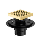 4"x4" Solid Brass Square Shower Drain – Linear Cover with 2" Outlet – SFD21045 Brushed Gold