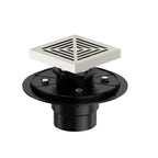 4"x4" Solid Brass Square Shower Drain – Linear Cover with 2" Outlet – SFD21045 Brushed Nickel