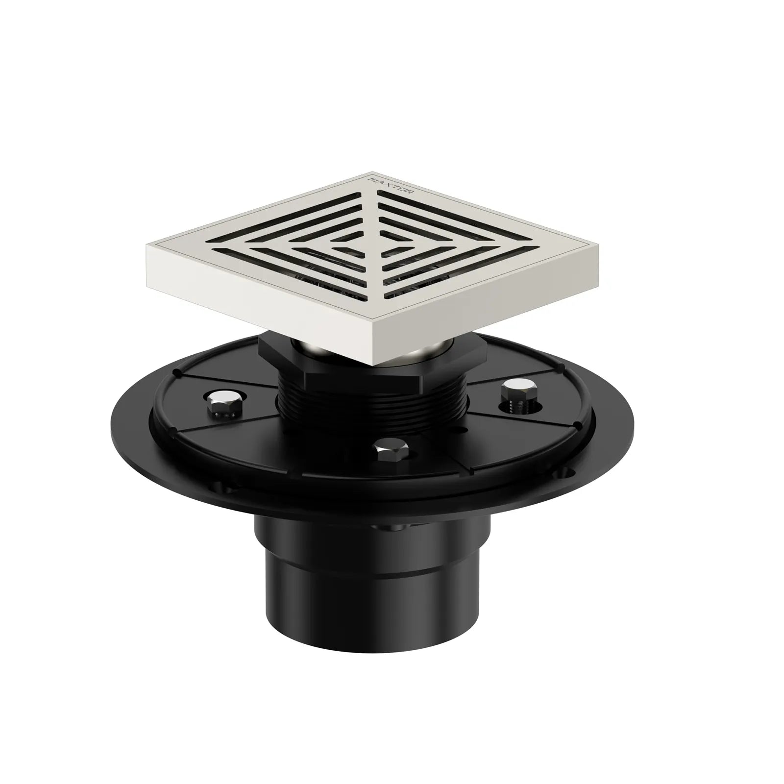 4"x4" Solid Brass Square Shower Drain – Linear Cover with 2" Outlet – SFD21045 Brushed Nickel