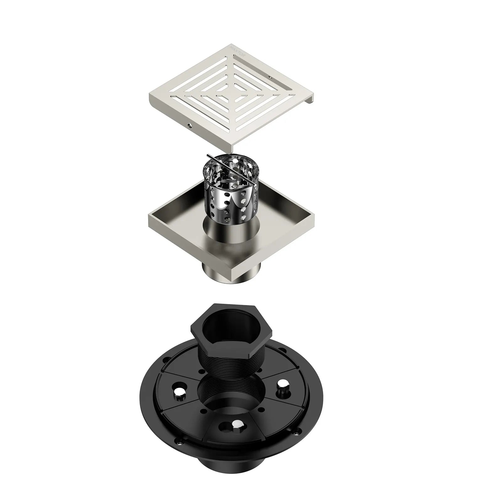 4"x4" Solid Brass Square Shower Drain – Linear Cover with 2" Outlet – SFD21045