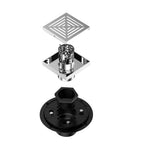 4"x4" Solid Brass Square Shower Drain – Linear Cover with 2" Outlet – SFD21045