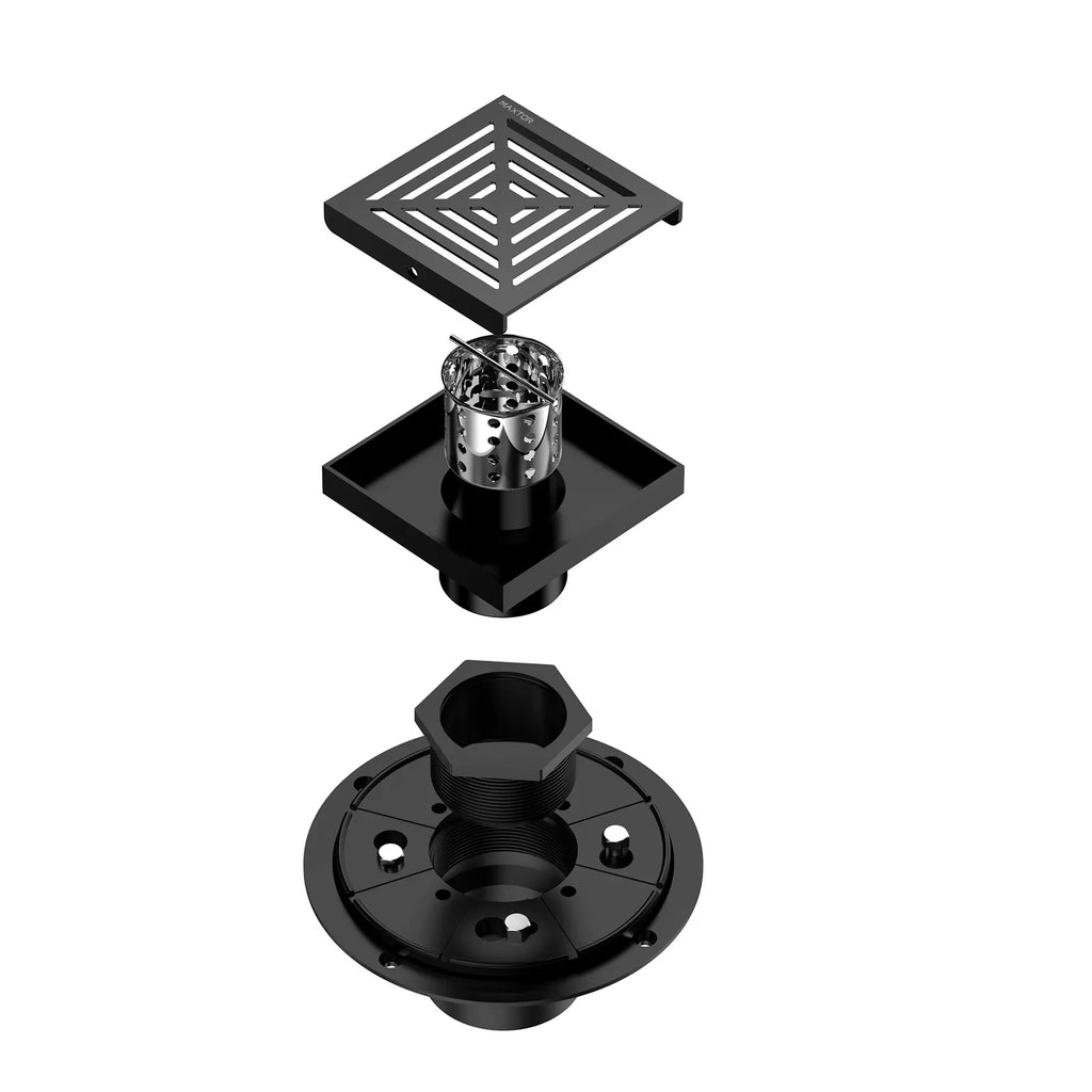 4"x4" Solid Brass Square Shower Drain – Linear Cover with 2" Outlet – SFD21045