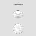 Ø200mm SUS 304 Overhead Rain Shower,rounded front, back flat SHD0822 Chrome