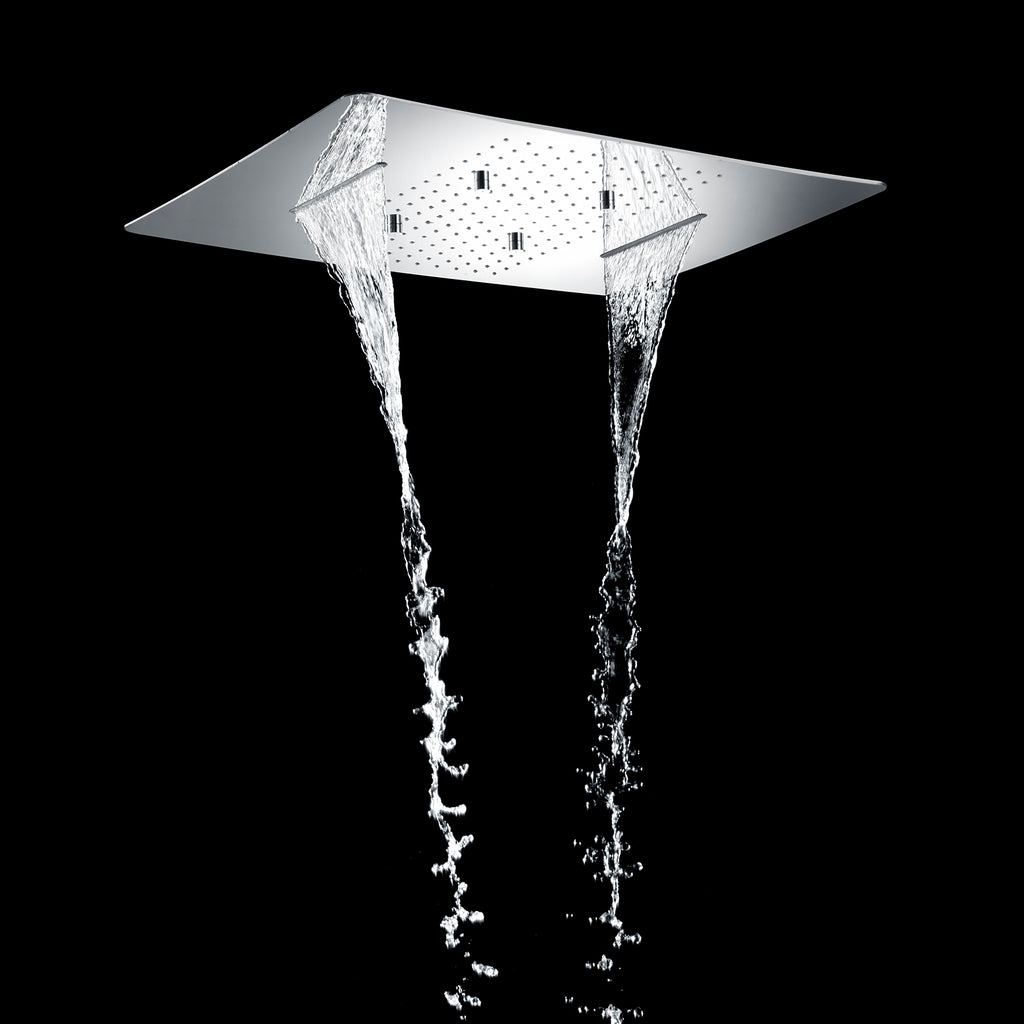 MAXTOR 480x590mm 3-Function Rain + Mist Spray + Dual Waterfall Ceiling Shower Head-SHF034859