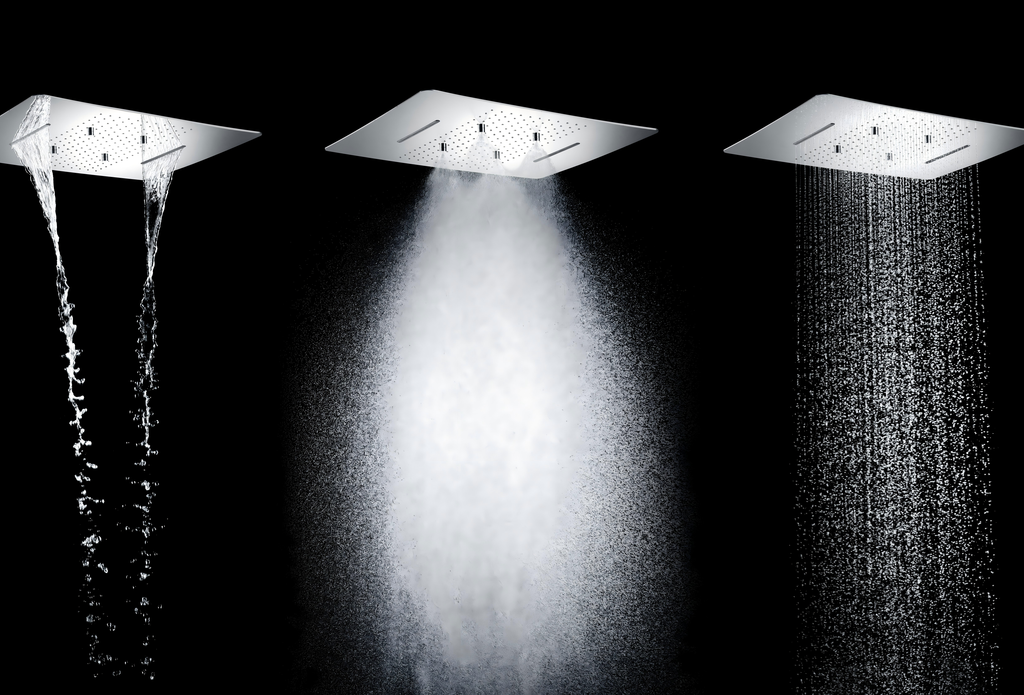 MAXTOR 480x590mm 3-Function Rain + Mist Spray + Dual Waterfall Ceiling Shower Head-SHF034859