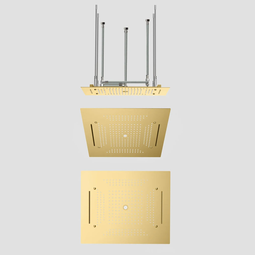 MAXTOR 500x500mm 3-Function Rain + Dual Waterfall + Water Column Ceiling Shower Head-SHF2003 Brushed Gold