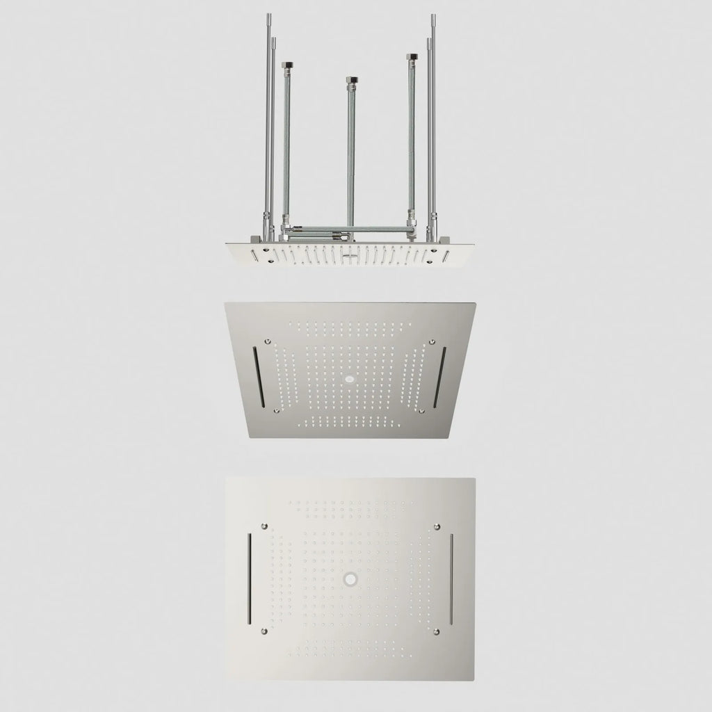 MAXTOR 500x500mm 3-Function Rain + Dual Waterfall + Water Column Ceiling Shower Head-SHF2003 Brushed Nickel