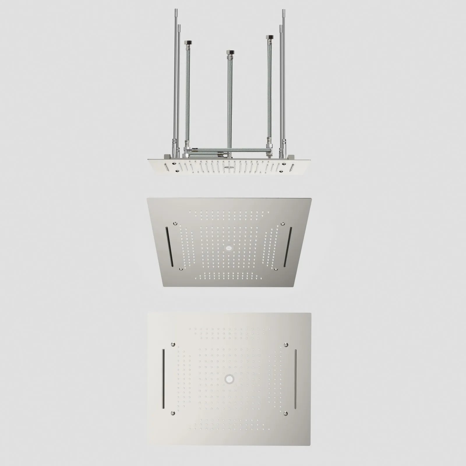 MAXTOR 500x500mm 3-Function Rain + Dual Waterfall + Water Column Ceiling Shower Head-SHF2003 Brushed Nickel