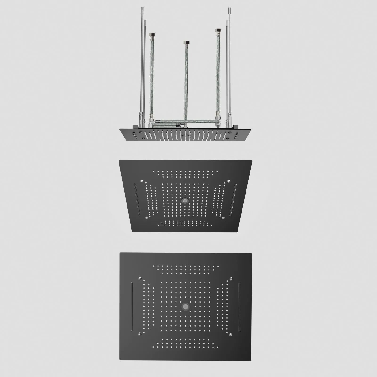 MAXTOR 500x500mm 3-Function Rain + Dual Waterfall + Water Column Ceiling Shower Head-SHF2003 Matte Black