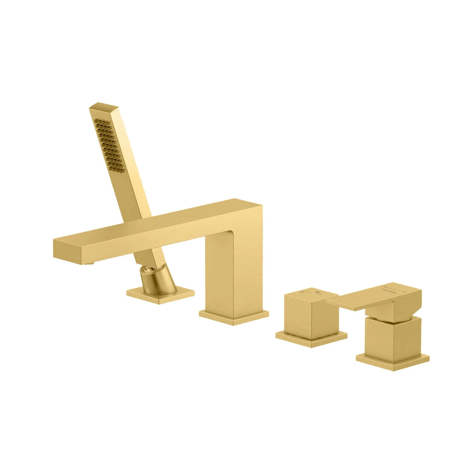 TF020000 4-Hole Roman Tub Faucet with Hand Shower Brushed Gold