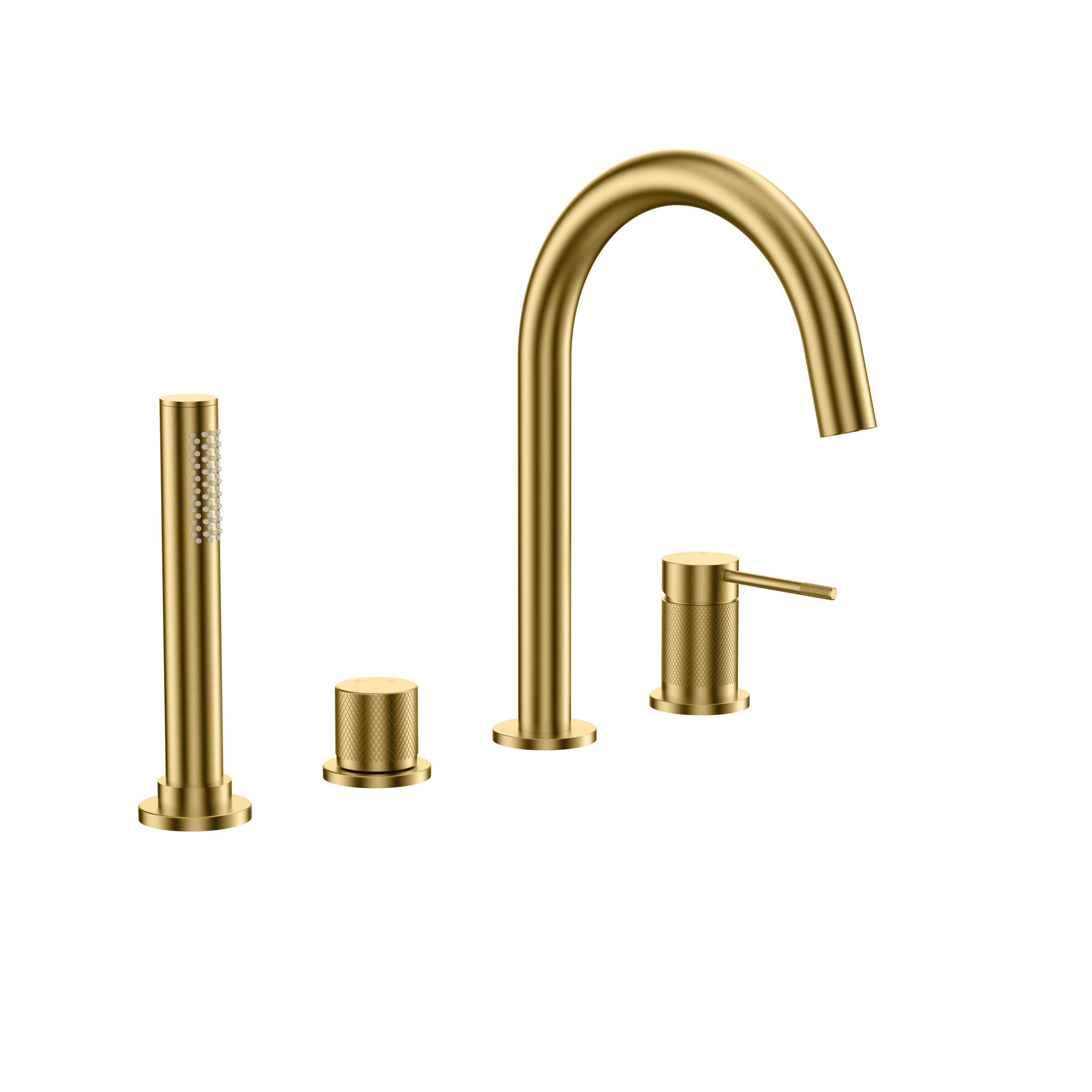 2 Way Deck Mounted Bathtub Faucet – Tub Filler with Handheld Shower – TF020033 Brushed Gold