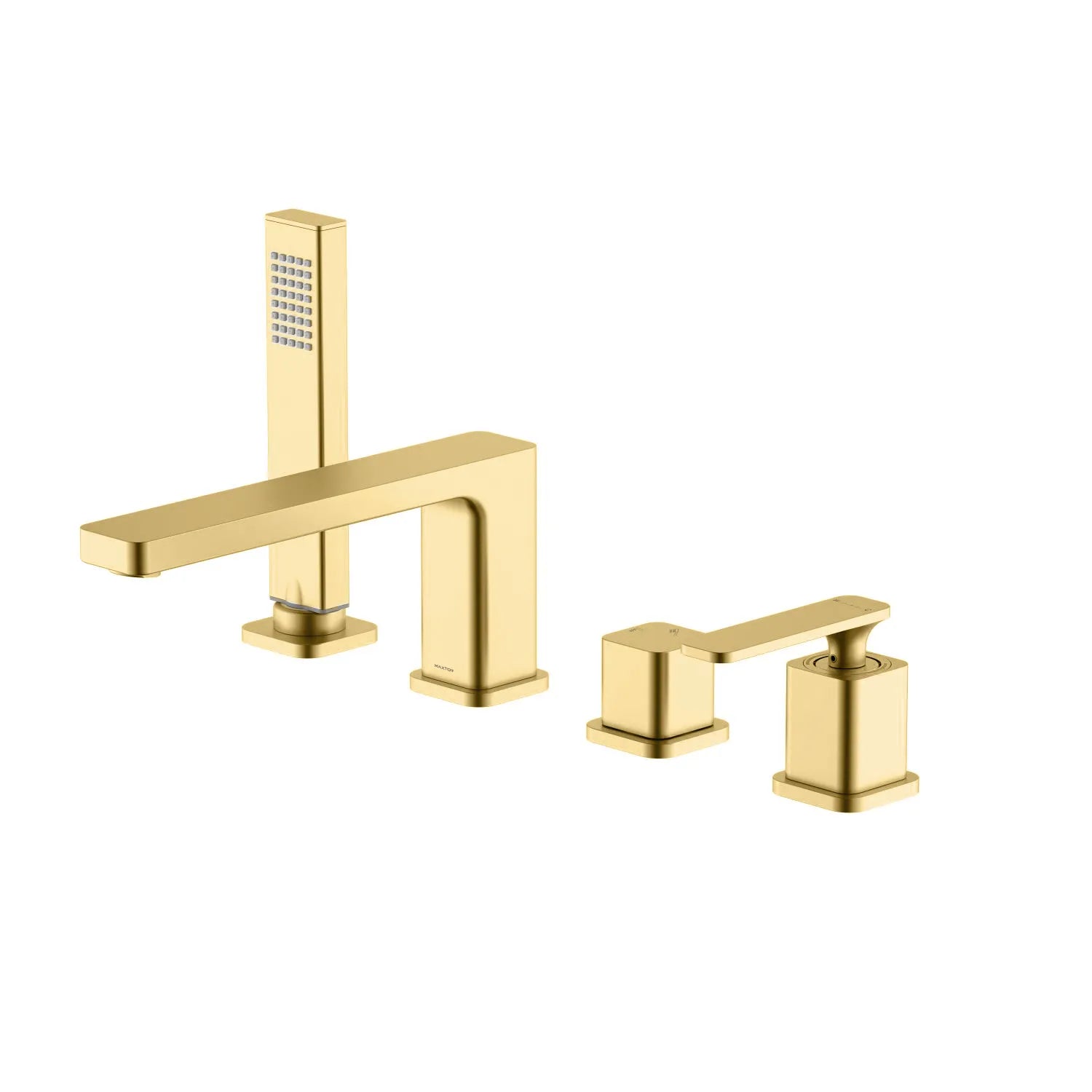 2-Way Deck Mounted Brass Bathtub Faucet with Hand Shower & Neoperl Aerator-TF020101 Brushed Gold