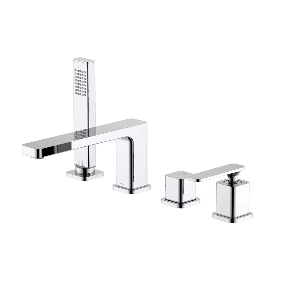 2-Way Deck Mounted Brass Bathtub Faucet with Hand Shower & Neoperl Aerator-TF020101 Chrome