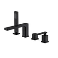 2-Way Deck Mounted Brass Bathtub Faucet with Hand Shower & Neoperl Aerator-TF020101 Matte Black