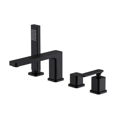 2-Way Deck Mounted Brass Bathtub Faucet with Hand Shower & Neoperl Aerator-TF020101 Matte Black