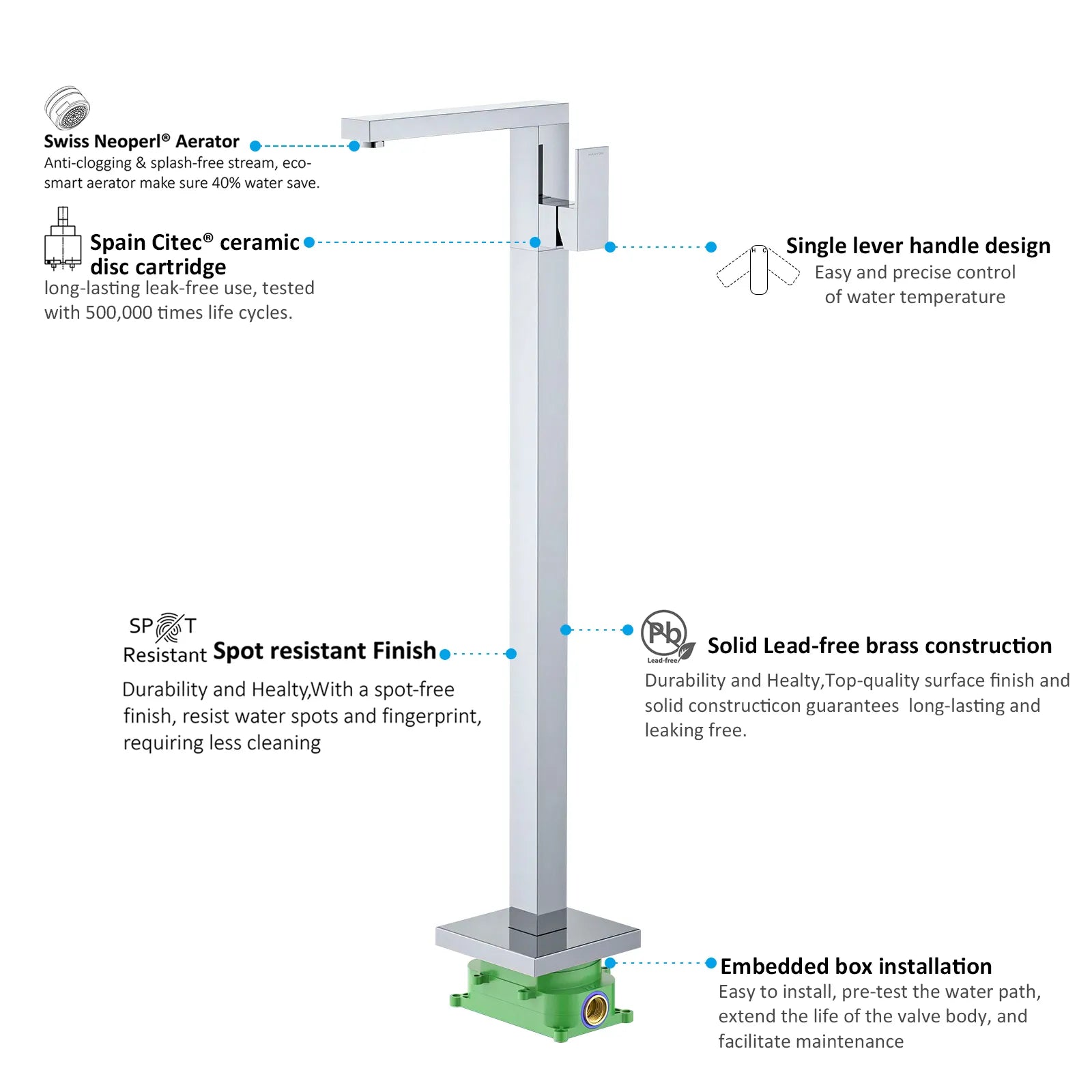 TF021000 Floor Mounted Tub Filler Faucet