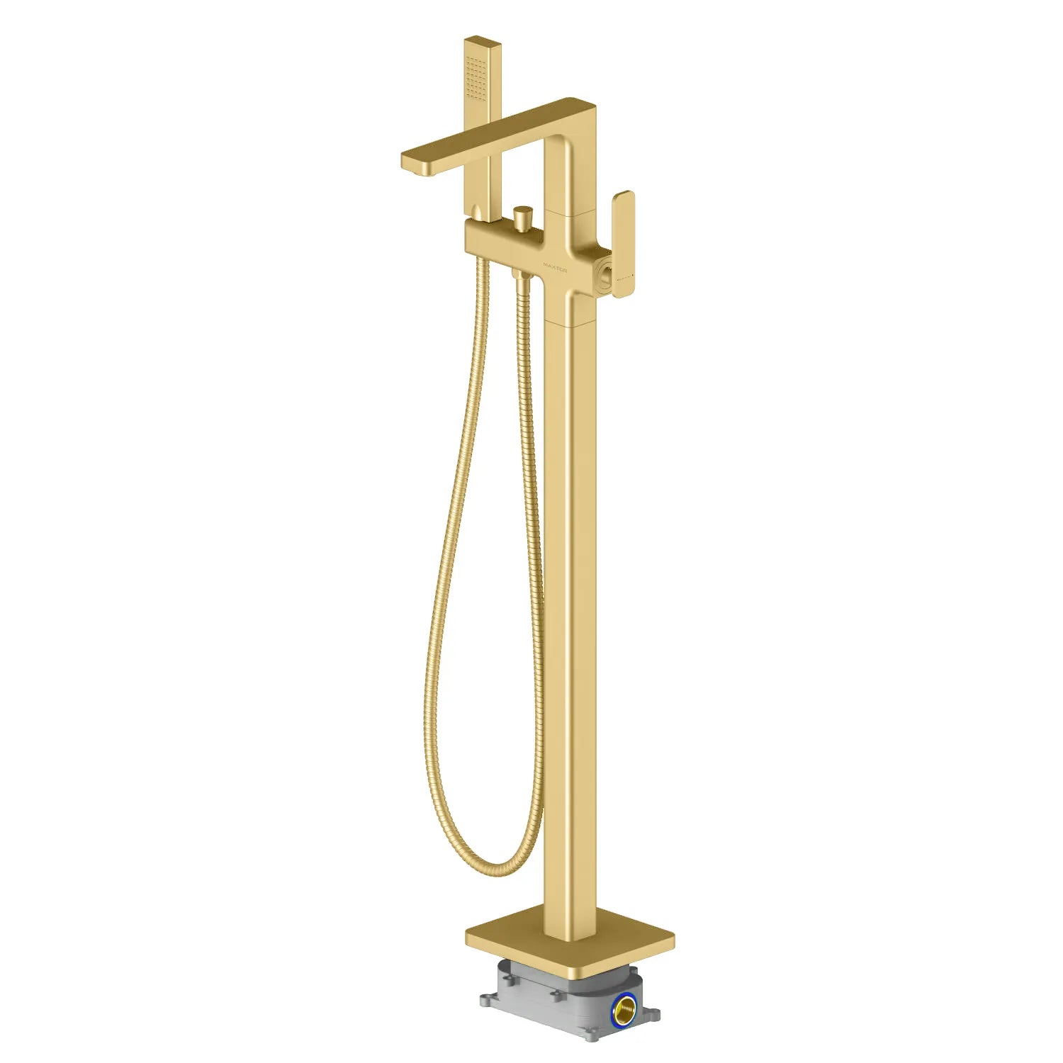 2-Way Freestanding Solid Brass Bathtub Faucet with Hand Shower & Metal Base-TF021001 Brushed Gold