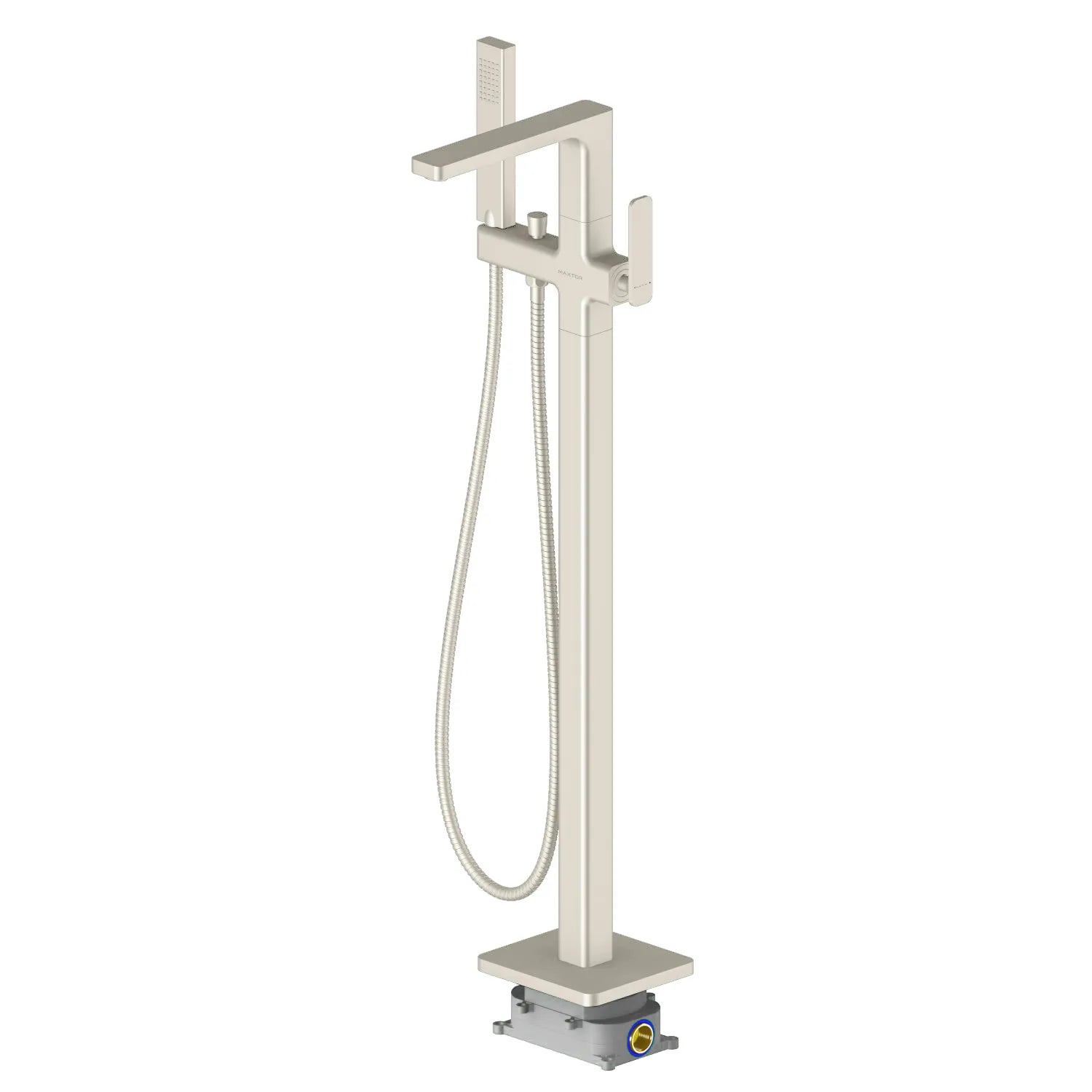 2-Way Freestanding Solid Brass Bathtub Faucet with Hand Shower & Metal Base-TF021001 Brushed Nickel