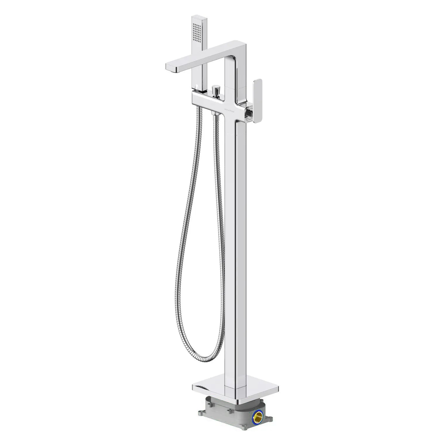 2-Way Freestanding Solid Brass Bathtub Faucet with Hand Shower & Metal Base-TF021001 Chrome