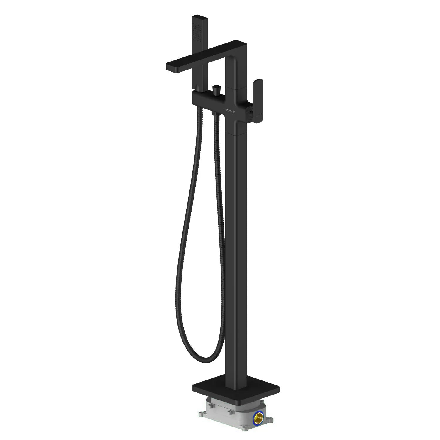 2-Way Freestanding Solid Brass Bathtub Faucet with Hand Shower & Metal Base-TF021001 Matte Black