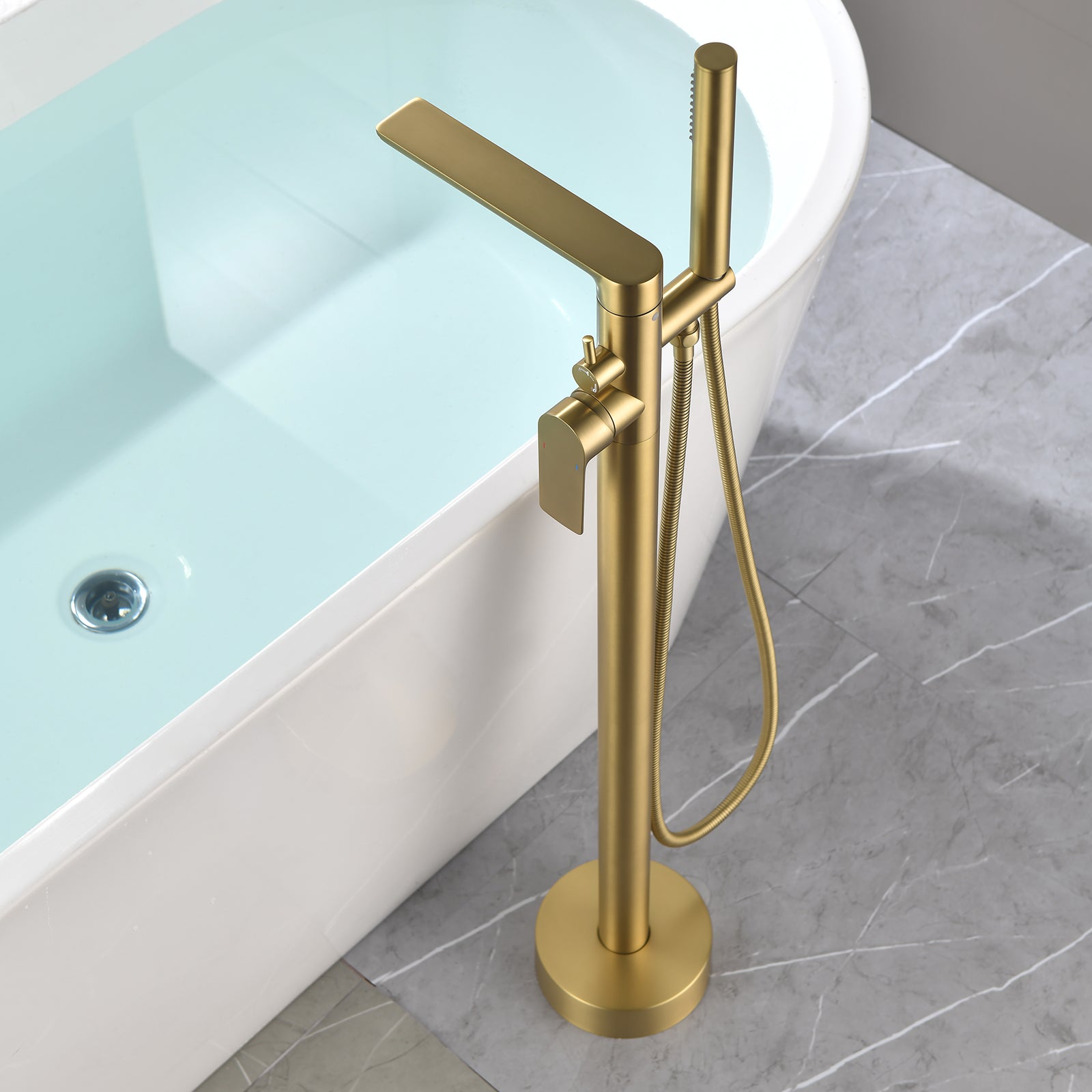 2 Way Free Standing Bathtub Faucet With Hand Shower-TF021003