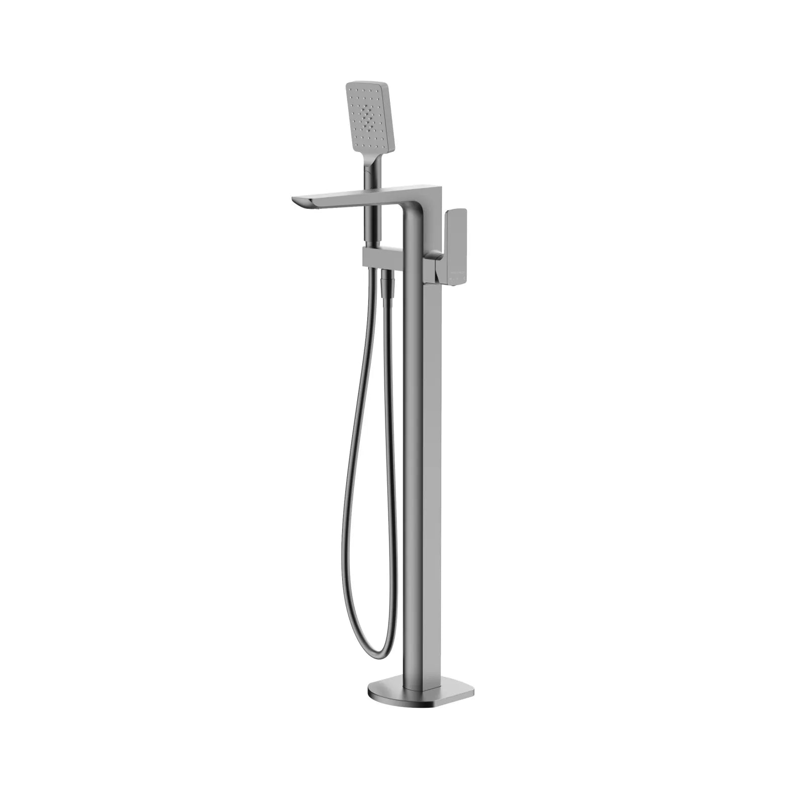 Square Freestanding Bathtub Faucet with Hand Shower – Floor Mounted Tub Filler – TF021007 Brushed Gun Metal