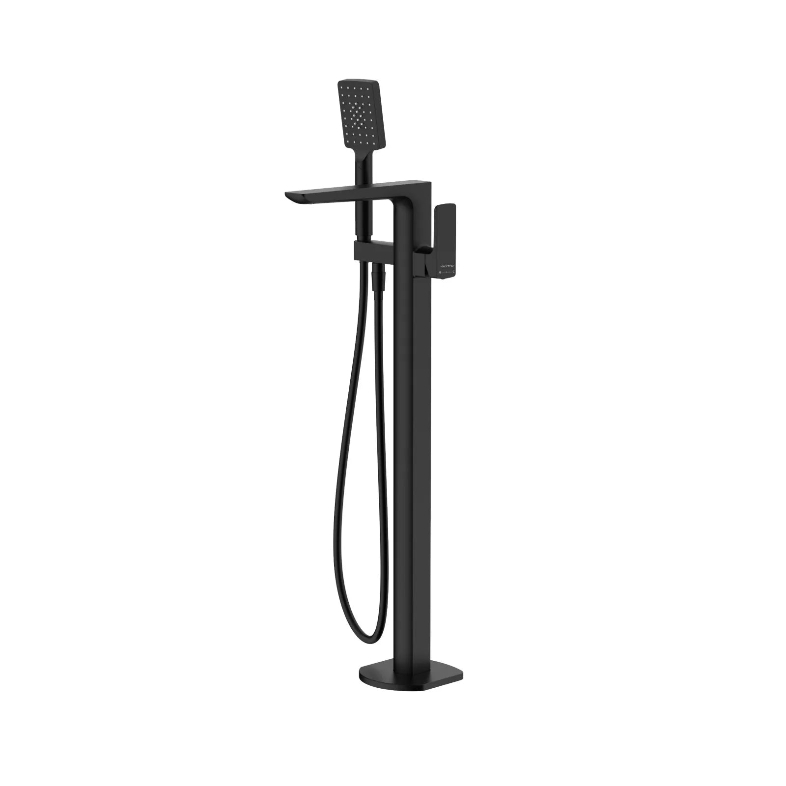 Square Freestanding Bathtub Faucet with Hand Shower – Floor Mounted Tub Filler – TF021007 Matte Black
