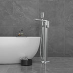 Square Freestanding Bathtub Faucet with Hand Shower – Floor Mounted Tub Filler – TF021007