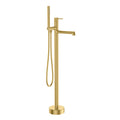 2 Way Free Standing Bathtub Faucet – Solid Brass Body, Single Handle, Hand Shower Set-TF021027 Brushed Gold