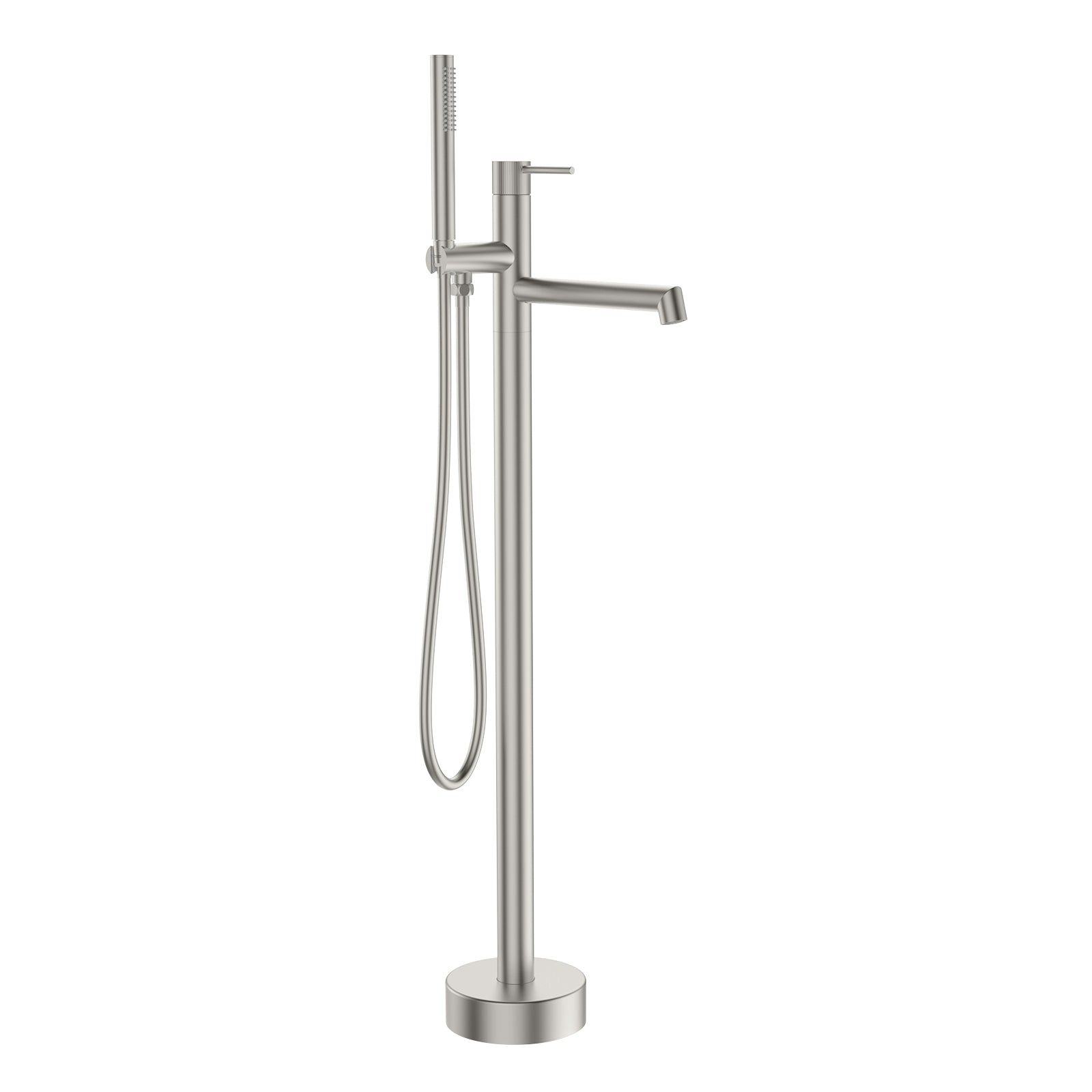 2 Way Free Standing Bathtub Faucet – Solid Brass Body, Single Handle, Hand Shower Set-TF021027 Brushed Nickel
