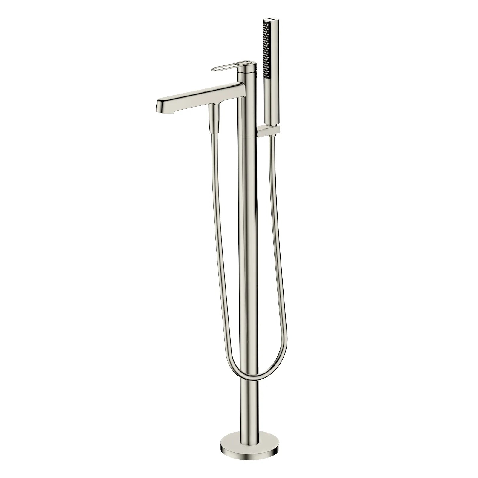 Free Standing Bathtub Faucet with Hand Shower – 2 Way Solid Brass Tub Filler Brushed Nickel