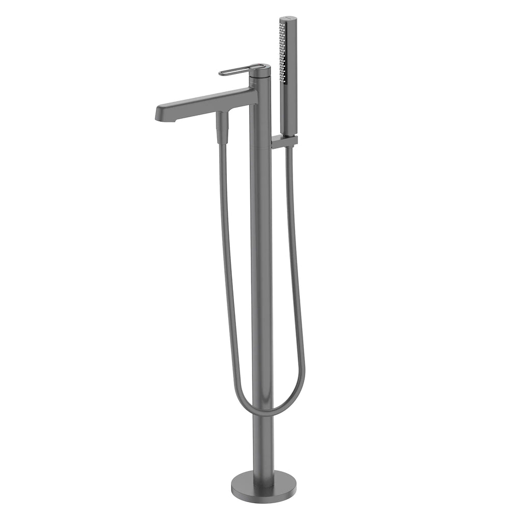 Free Standing Bathtub Faucet with Hand Shower – 2 Way Solid Brass Tub Filler Brushed Gun Metal