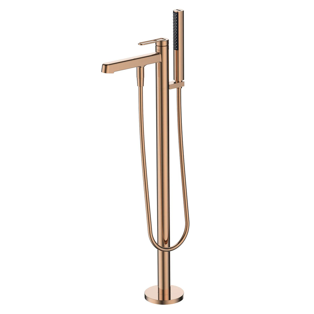 Free Standing Bathtub Faucet with Hand Shower – 2 Way Solid Brass Tub Filler Rose Gold