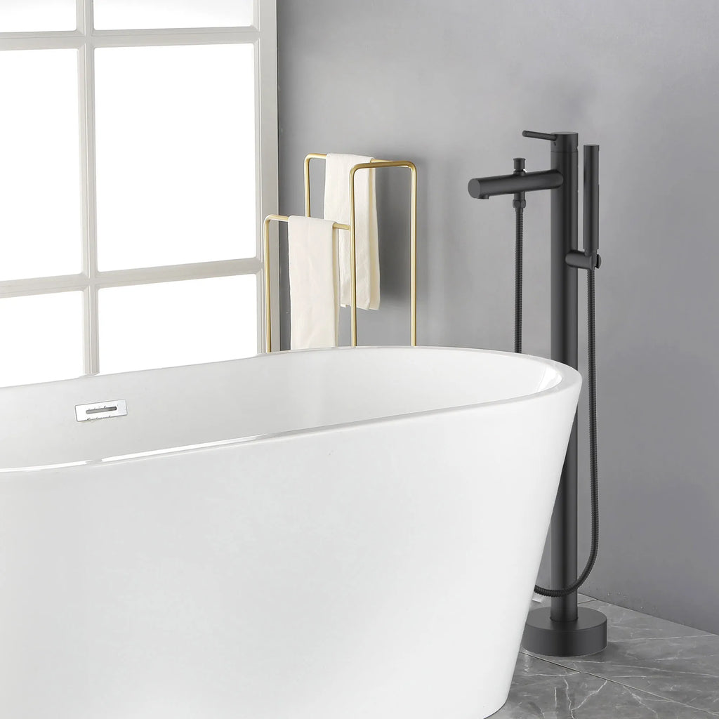 Single Lever Handle Floor Mounted Tub Filler With Handshower-TF021105