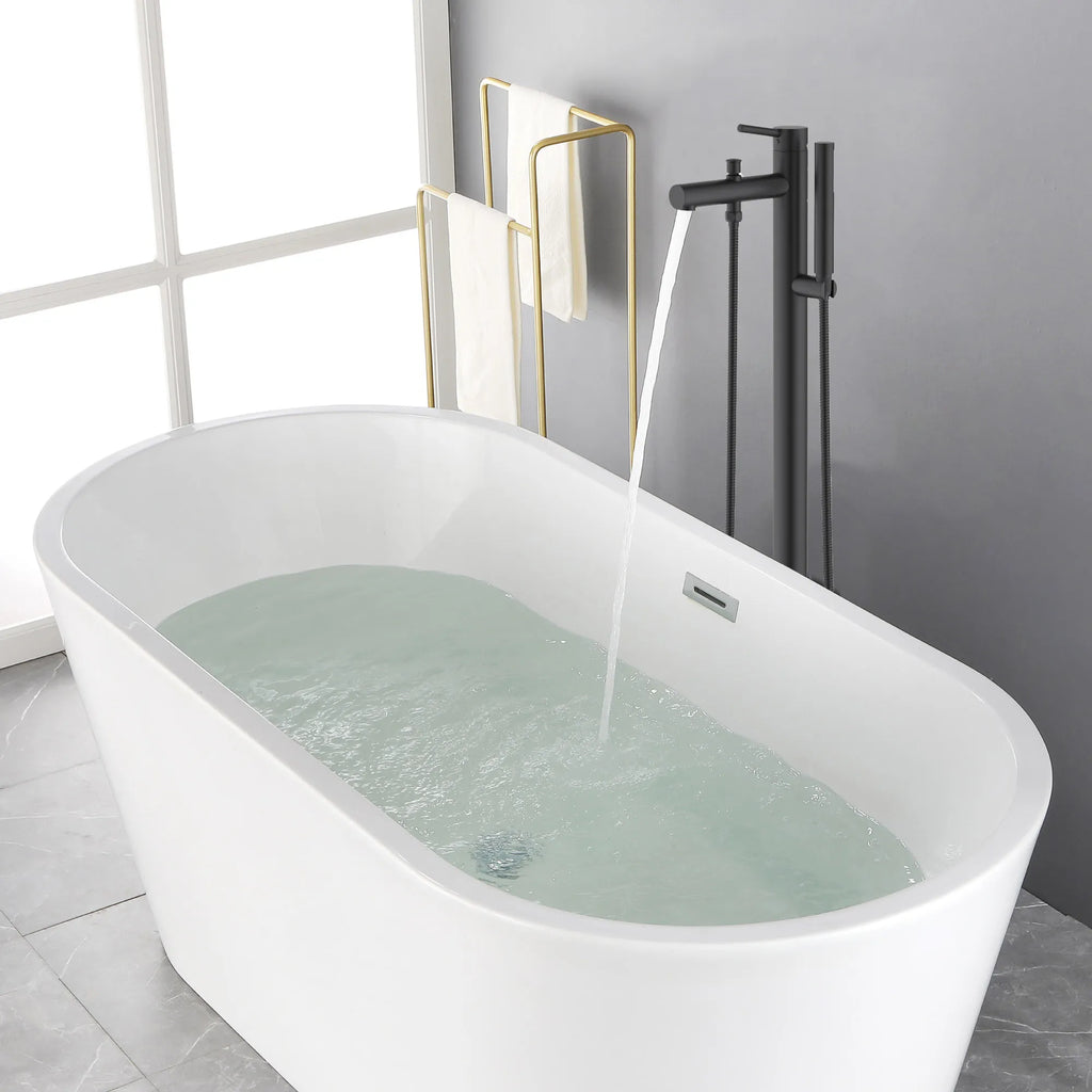 Single Lever Handle Floor Mounted Tub Filler With Handshower-TF021105