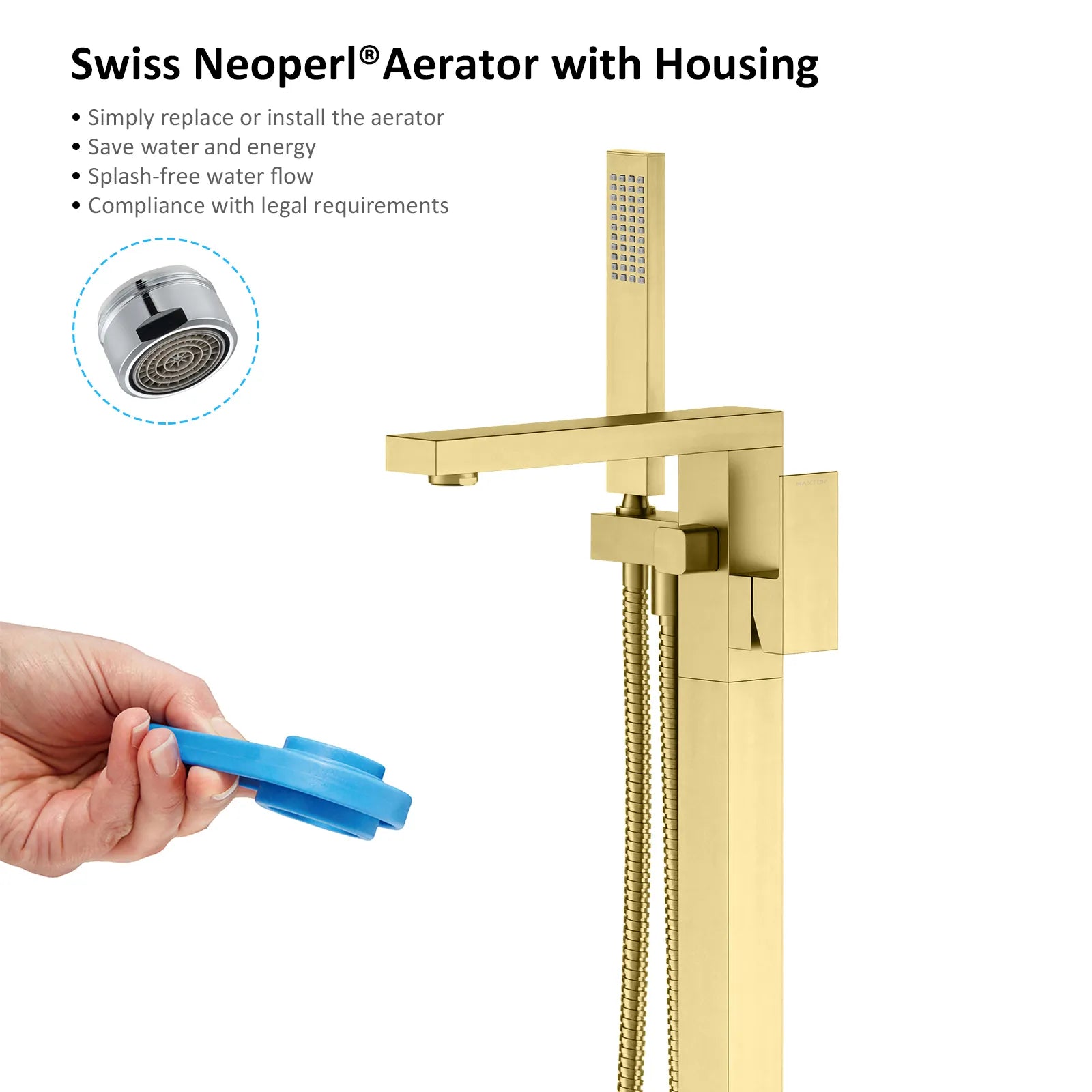 TF021300 Floor Mounted Bathtub Faucet with Hand Shower
