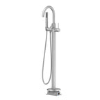 Circular Freestanding Floor Mount Tub Filler with Handshower-TF021304 Brushed Nickel