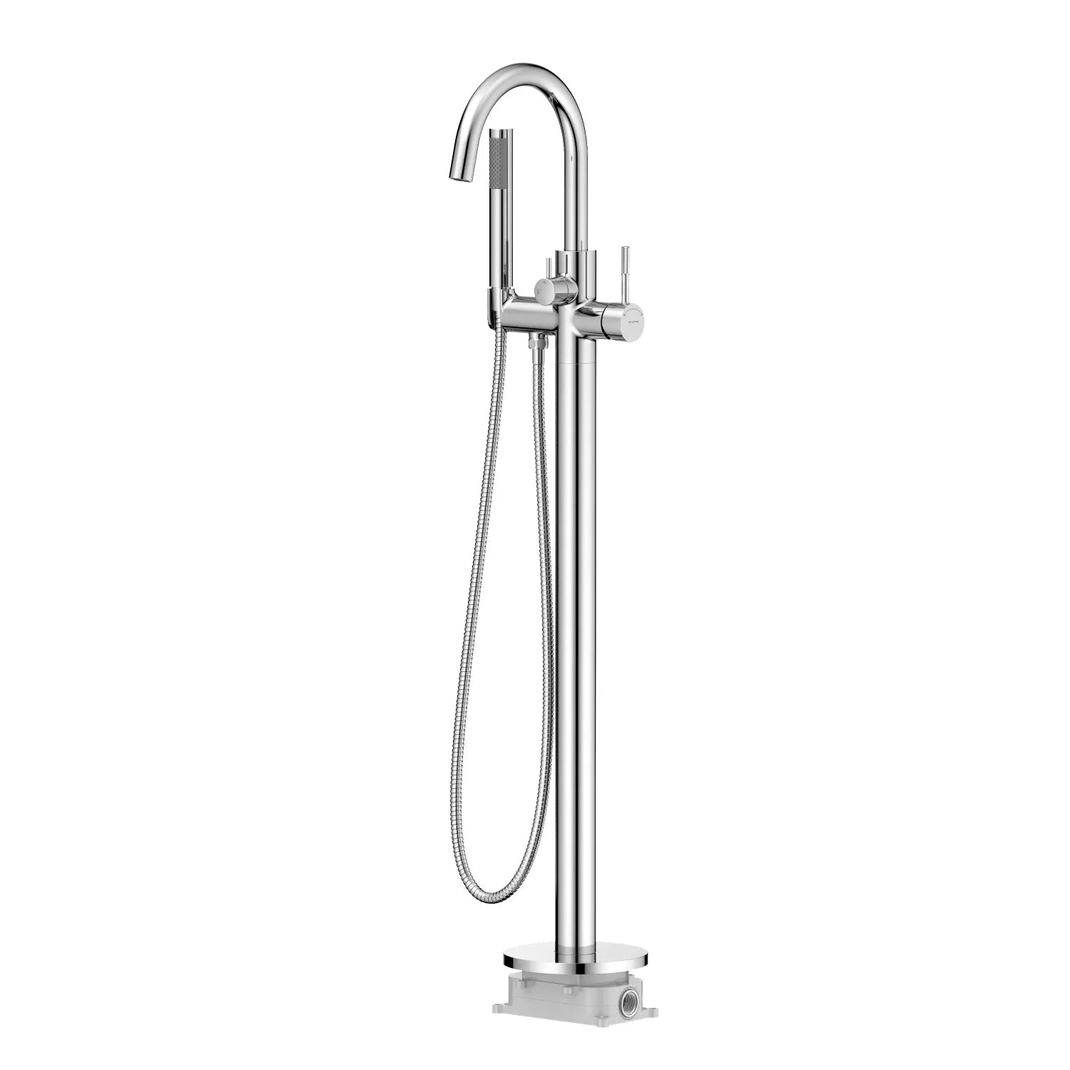 Circular Freestanding Floor Mount Tub Filler with Handshower-TF021304 Chrome
