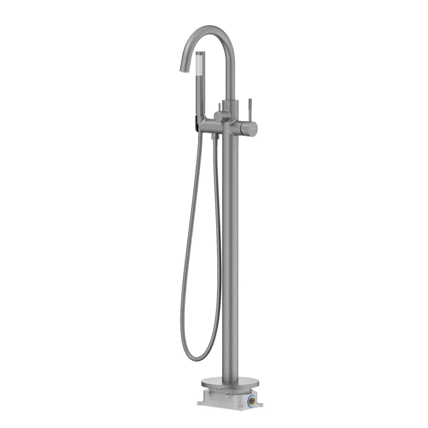 Circular Freestanding Floor Mount Tub Filler with Handshower-TF021304 Brushed Gun Metal