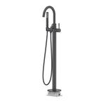 Circular Freestanding Floor Mount Tub Filler with Handshower-TF021304 Matte Black