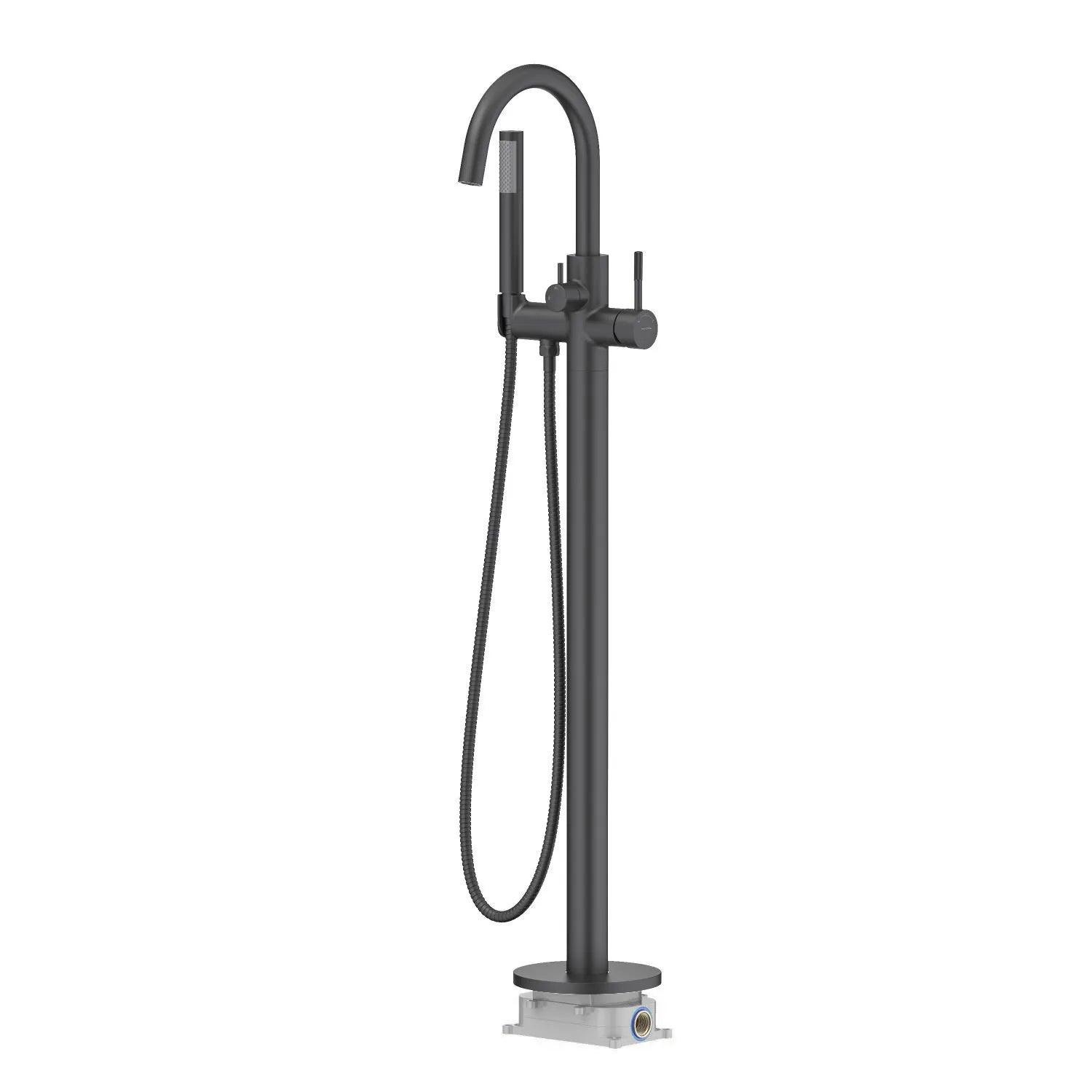 Circular Freestanding Floor Mount Tub Filler with Handshower-TF021304 Matte Black