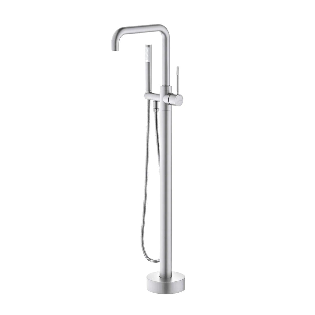 Circular Freestanding Bathtub Faucet With Brass Tripod Installation-TF021305 Brushed Nickel
