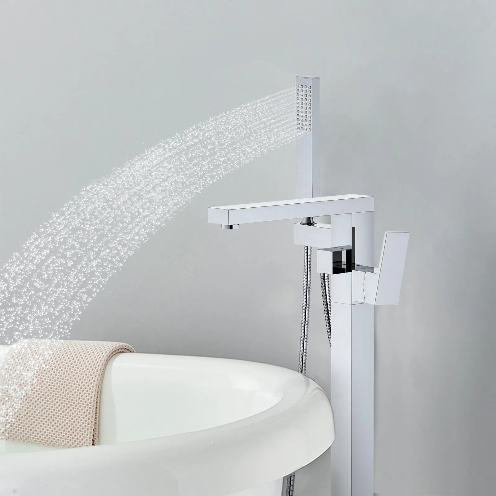 Freestanding bathtub faucet with hand shower TF021400