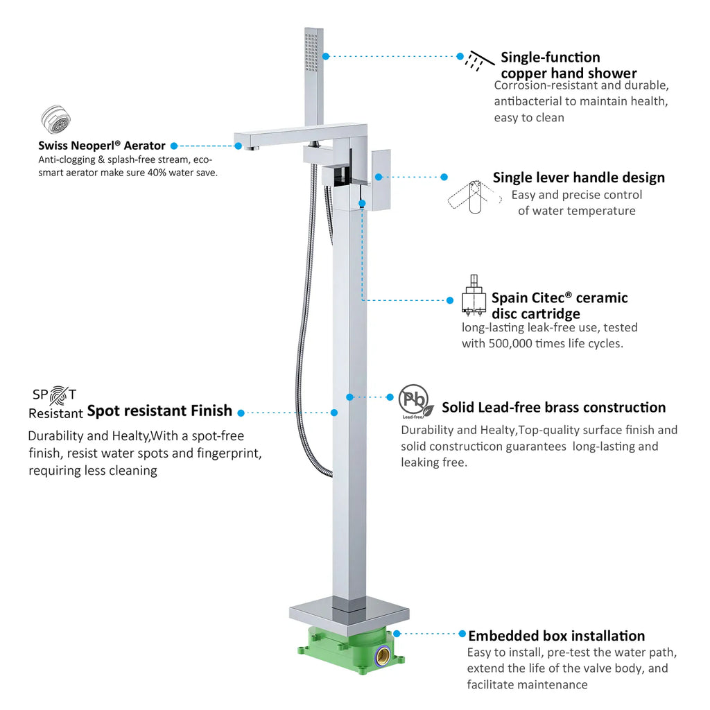 Freestanding bathtub faucet with hand shower TF021400