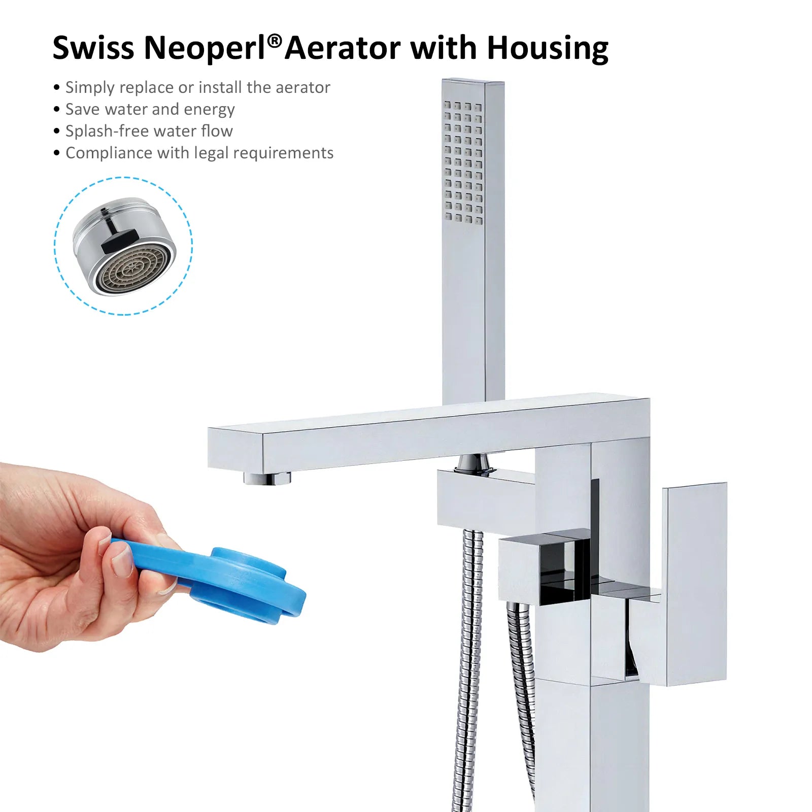 Freestanding bathtub faucet with hand shower TF021400