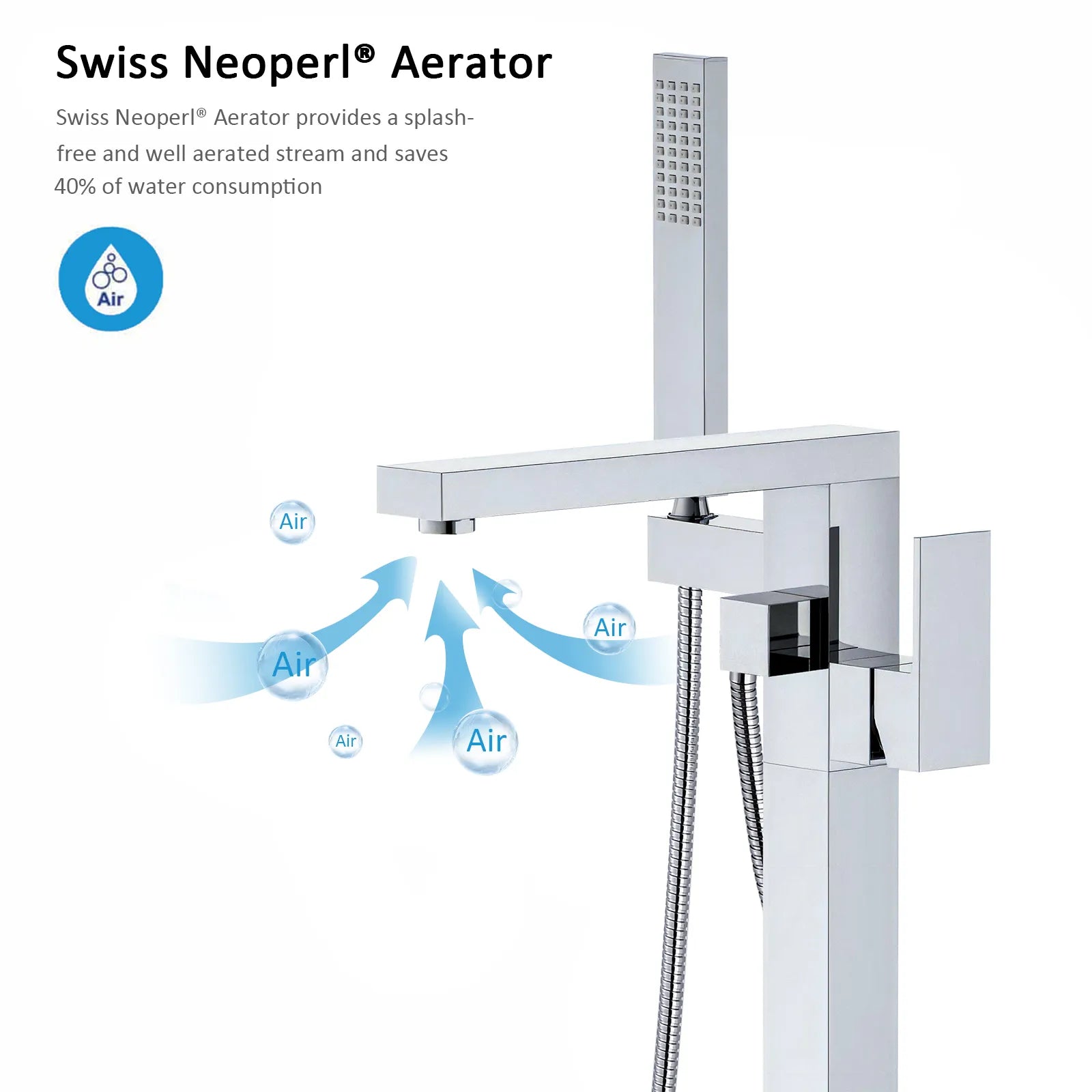 Freestanding bathtub faucet with hand shower TF021400