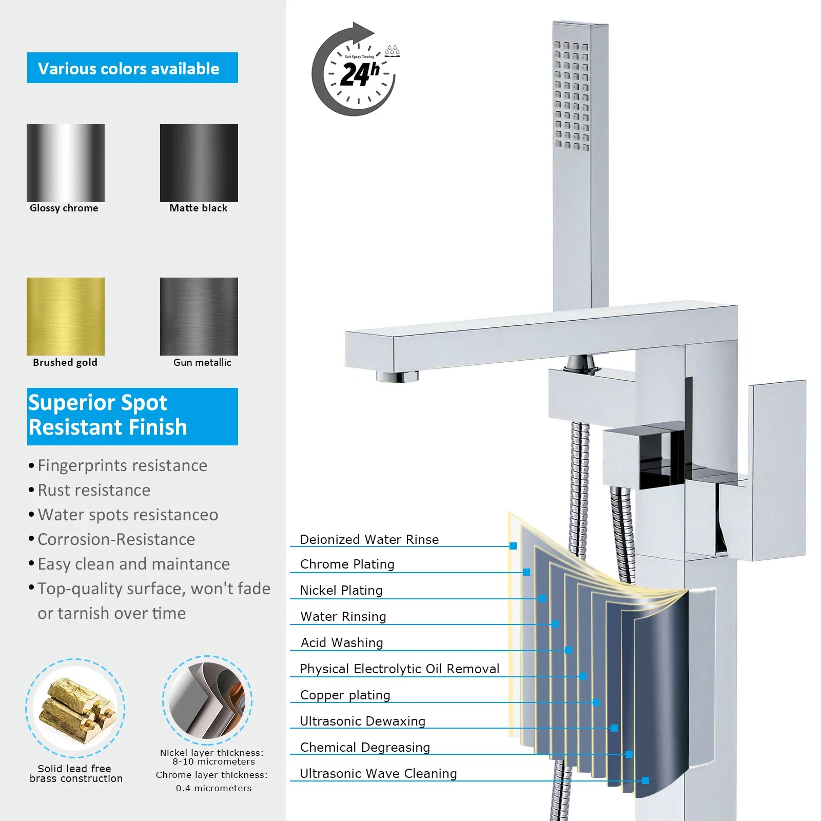 Freestanding bathtub faucet with hand shower TF021400