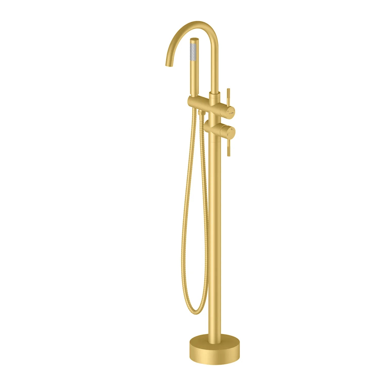Circular Free Standing Bathtub Faucet with Hand Shower TF021404 Brushed Gold