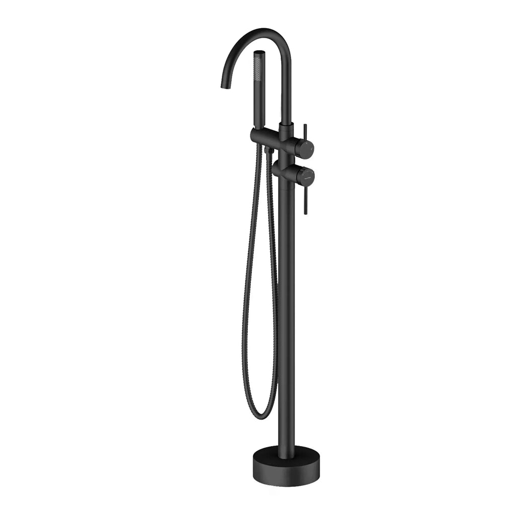 Freestanding Bathtub Floor Mounted Faucet with Hand Shower – Dual Outlet – TF021406 Matte Black
